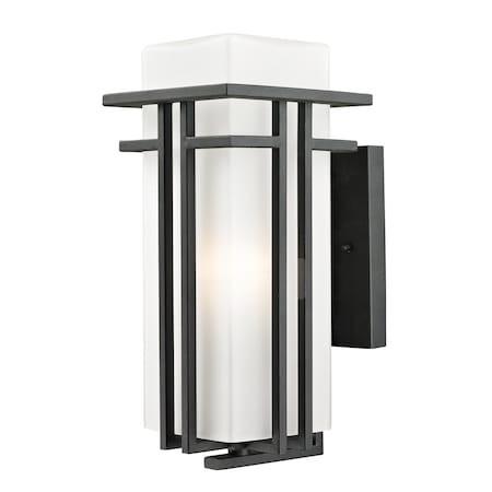 Z-Lite Abbey Outdoor Wall Light, Black & Matte Opal 549M-BK